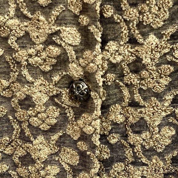 Vintage DVF Diane Von Furstenberg Color Authority Gold Velvet Burnout Shirt M - Picture 4 of 13